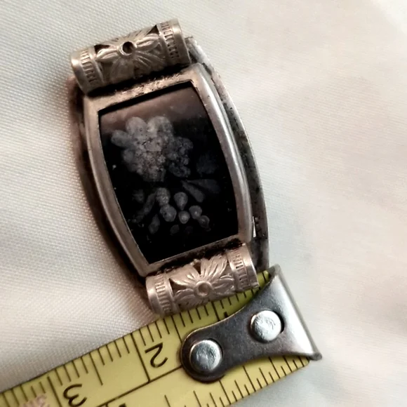 Antique Art DecoFiligree handmade handpaintedpin trombone clasp un…